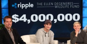 Ảnh của Ashton Kutcher quyên góp 4 triệu đô XRP trong chương trình The Ellen Show