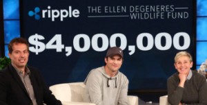 Ảnh của Ashton Kutcher làm Ellen DeGeneres “đứng hình” khi quyên góp đến 4 triệu đô XRP