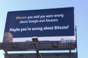 Ảnh của Genesis Mining đăng quảng cáo mỉa mai huyền thoại Warren Buffett về Bitcoin