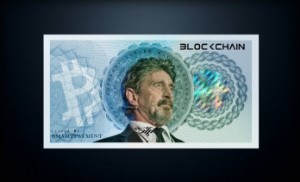 Ảnh của John McAfee tuyên bố sắp phát hành tiền giấy được bảo đảm giá trị bởi tiền điện tử