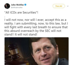 Ảnh của John McAfee: ”Tôi nhất định sẽ chiến đấu với SEC đến hơi thở cuối cùng”