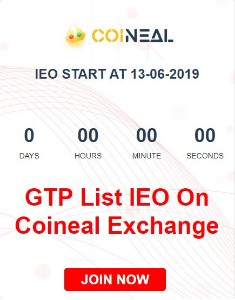 Ảnh của GTP Presale trên Coineal Launchpad vào ngày 13 tháng 6 năm 2019
