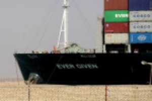 Picture of Ever Given container ship set to leave Suez Canal