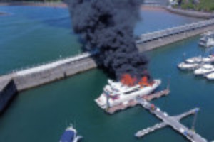 Picture of Fire engulfs superyacht in British marina