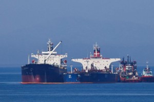 Picture of Iranian tanker reloads oil confiscated by U.S. in Greece