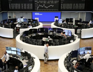 Picture of European shares edge higher; weak China data stokes worries