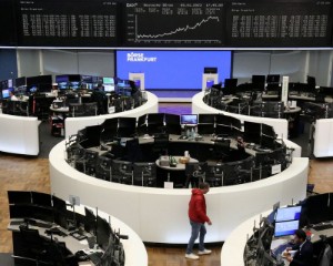 Picture of European shares end lower, Bayer shares jump