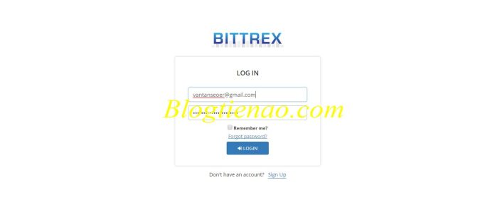 Tiến hành Login vào Bittrex 2