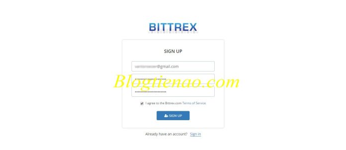 Đăng ký tài khoản trên sàn Bittrex