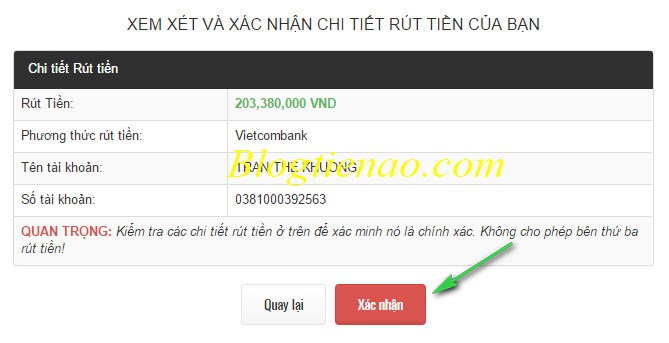 Xem xét thông tin đã nhập