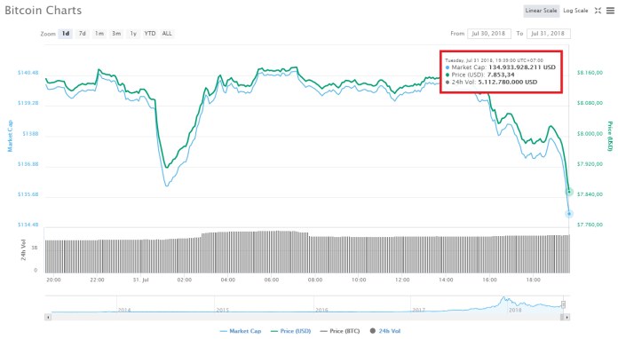 Bitcoin đánh mất ngưỡng $8,000 khi đà tăng đã không còn, có thể sắp tiếp tục sụt giảm mạnh