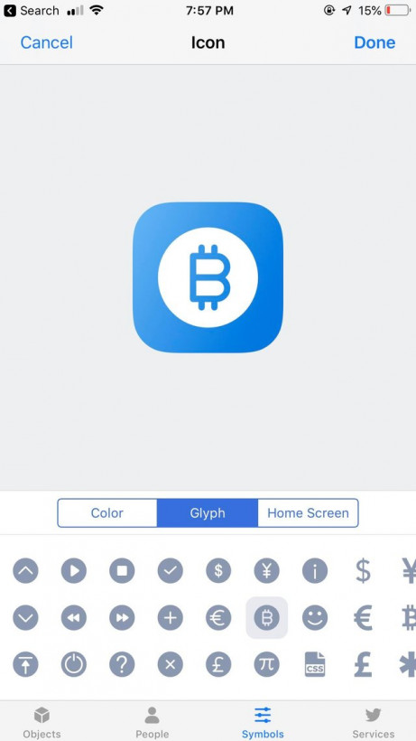 Icon với biểu tượng (glyph) Bitcoin xuất hiện trong iOS 12 của Apple