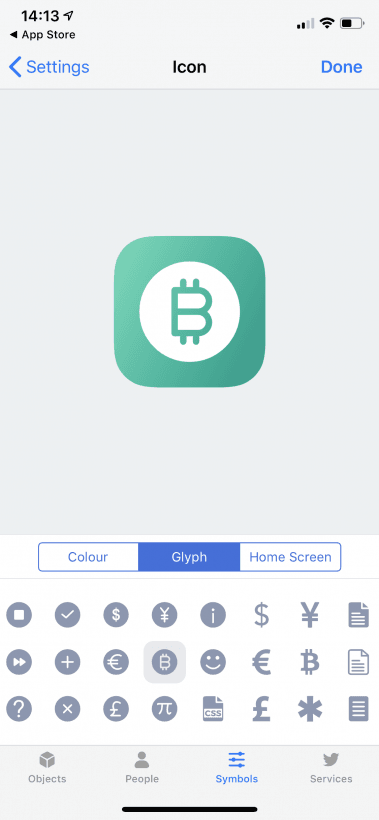 Icon với biểu tượng (glyph) Bitcoin xuất hiện trong iOS 12 của Apple