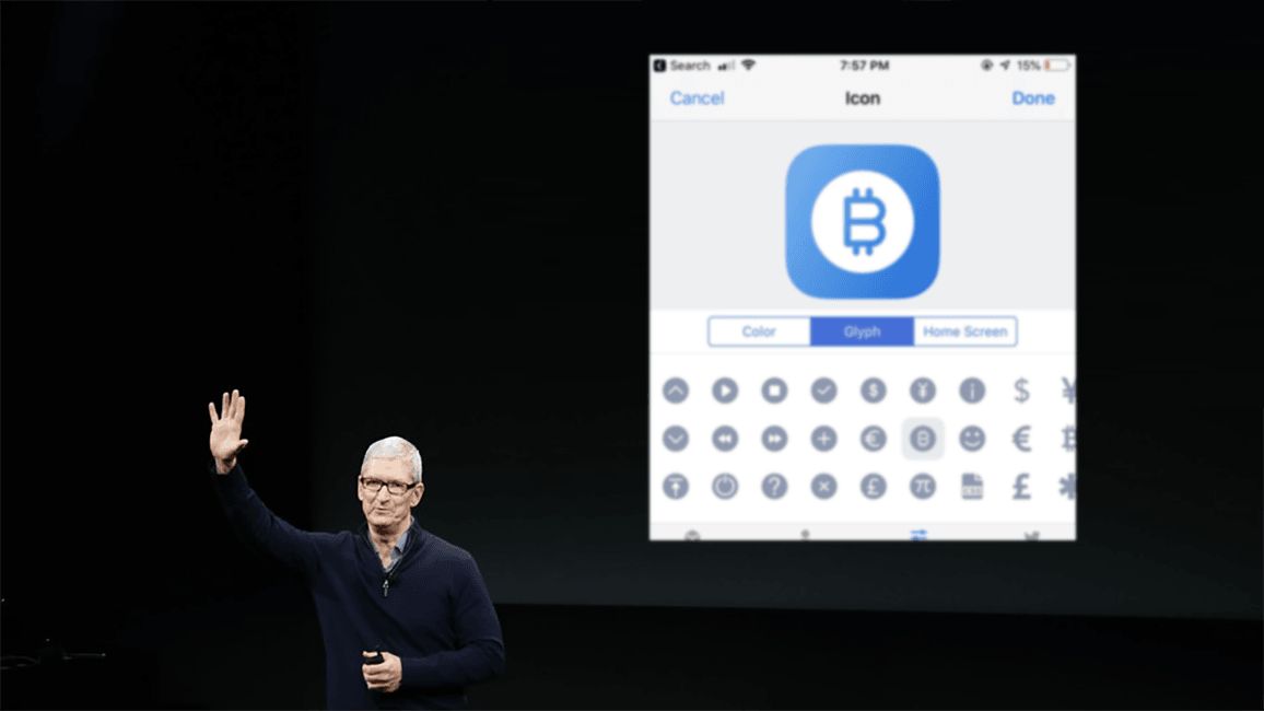 Icon với biểu tượng (glyph) Bitcoin xuất hiện trong iOS 12 của Apple