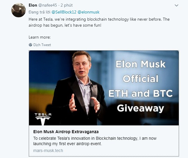 Mao danh Elon Musk de lua tang Bitcoin, Tesla Model 3 hinh anh 1