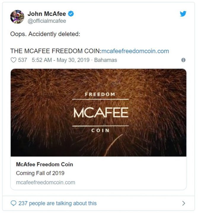 McAfee Freedom Coin