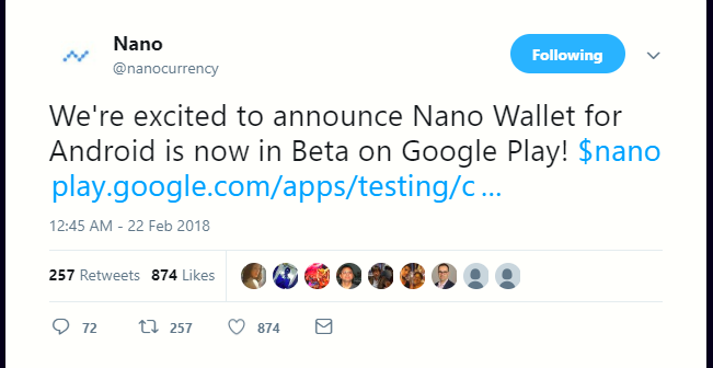nano wallet tweet