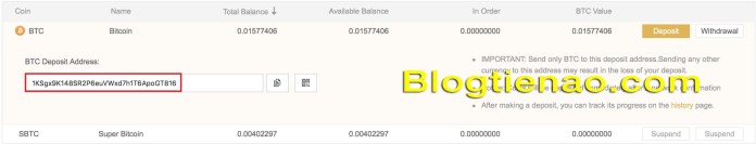 Nạp BTC và Binance. Ảnh 3