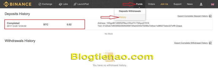 Nạp BTC và Binance. Ảnh 4