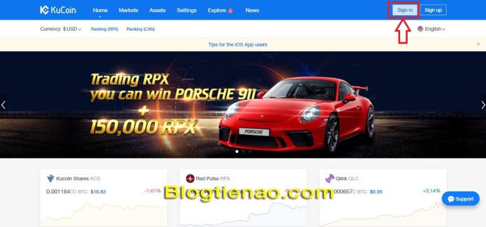Đăng nhập vào KuCoin