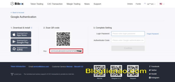 Bảo mật 2FA cho tài khoản Bibox. Ảnh 3