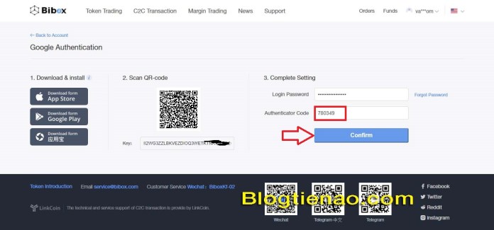 Bảo mật 2FA cho tài khoản Bibox. Ảnh 6