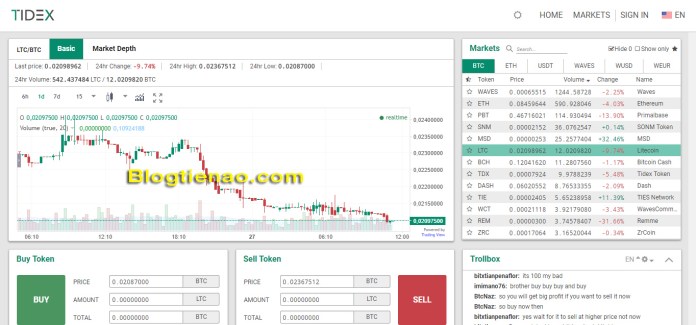Giao diện Tidex