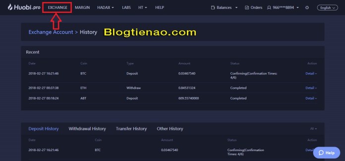 Mua bán trên Huobi Pro. Ảnh 1