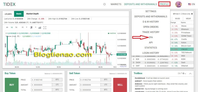 Bảo mật tài khoản Tidex. Ảnh 1