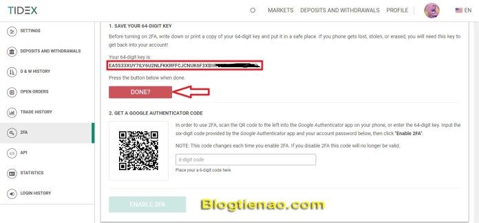 Bảo mật tài khoản Tidex. Ảnh 2