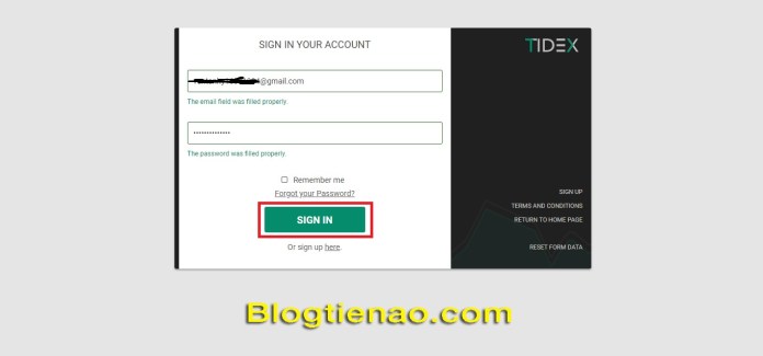 Đăng ký tài khoản trên sàn Tidex. Ảnh 5