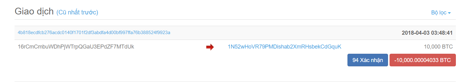 10,000 BTC đã được chuyển đi ngày 3/4.