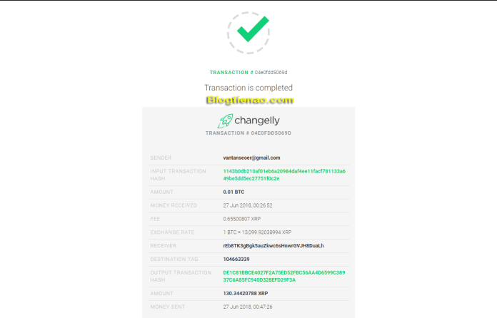 Giao dịch trên Changelly. Ảnh 8