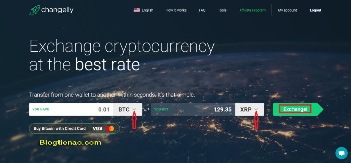 Giao dịch trên Changelly. Ảnh 1