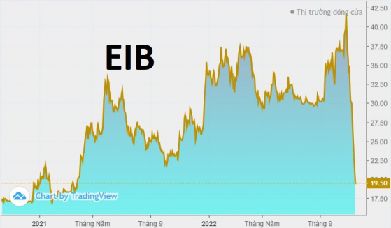 Cổ phiếu EIB mất gần 54% sau 3 tuần lập đỉnh