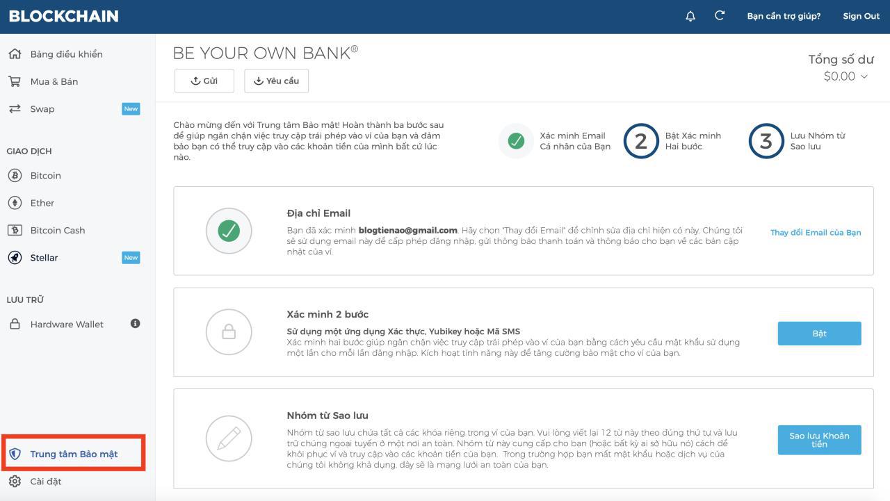 Cài Đặt Bảo Mật Ví Blockchain Là hết sức quan trọng