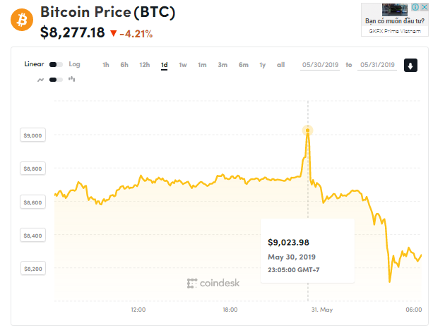 Giá bitcoin hôm nay (31/5) đảo chiều giảm, kỉ lục giao dịch mới - Ảnh 1.