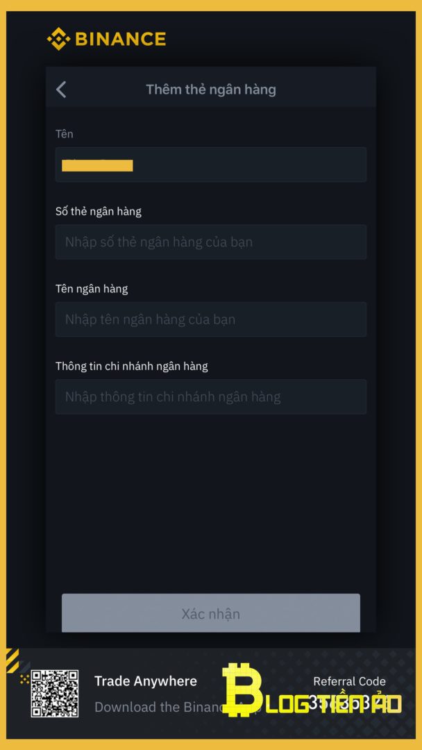 Nhập thông tin ngân hàng