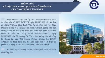 HOSE hủy bỏ giao dịch bán gần 75 triệu cp FLC của ông Trịnh Văn Quyết